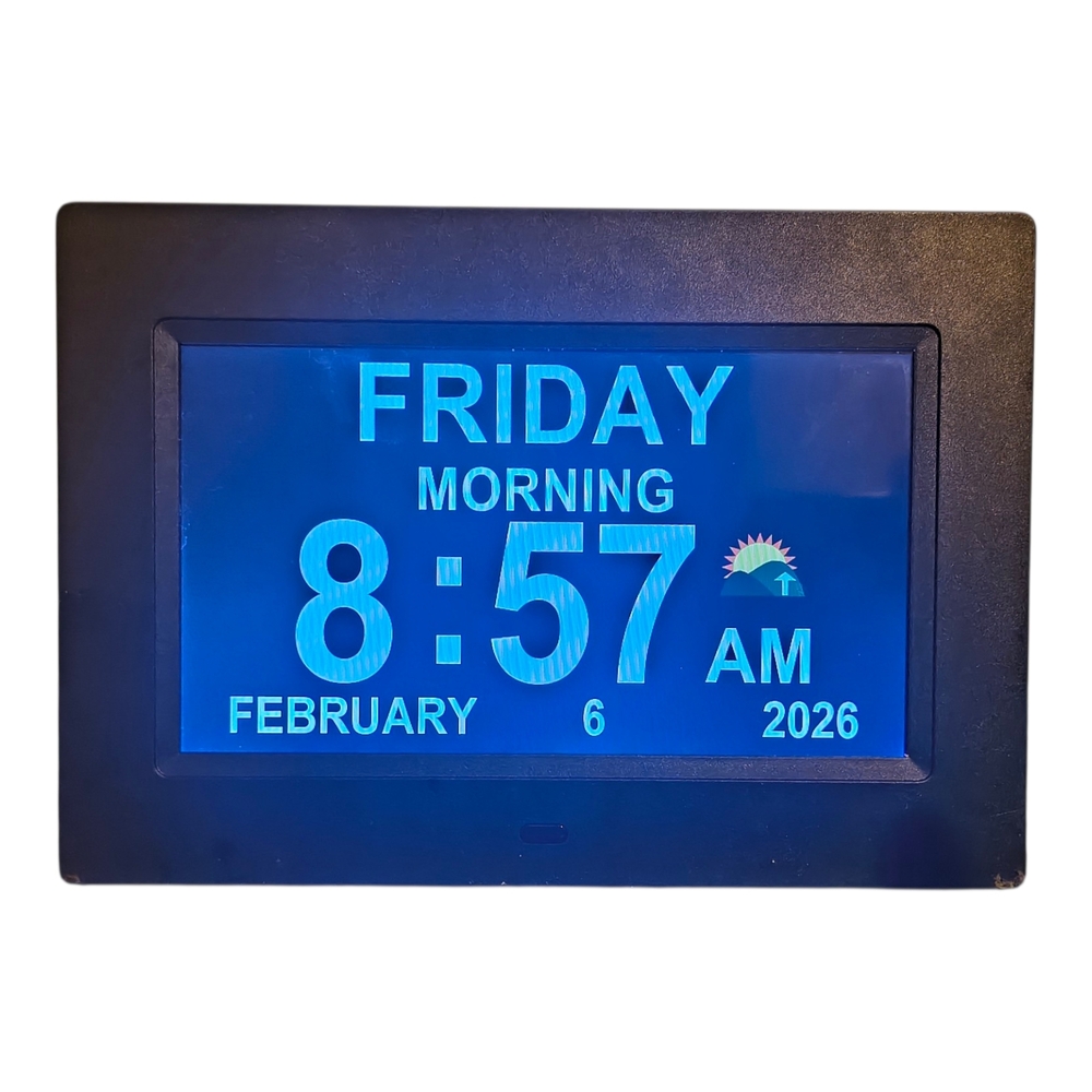 Digital Day Clock with Blue Display